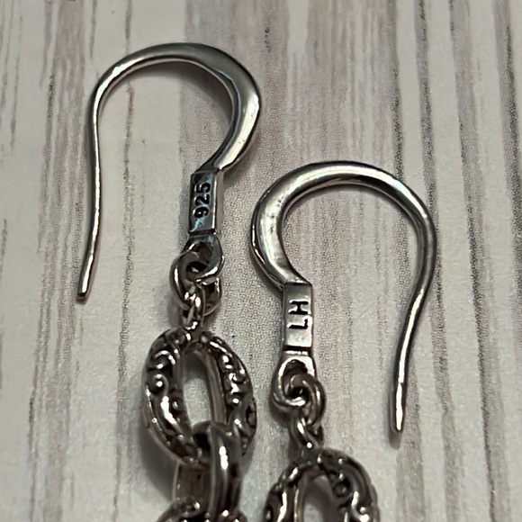 Lois Hill Sterling Silver Scroll Baby Oval Drop Earrings - Picture 3 of 4